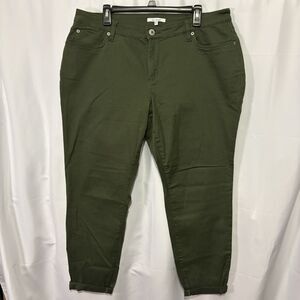 STS Blue Olive Green Darren Girlfriend Mid Rise Jeans Stretch Cuffed 32 / 14